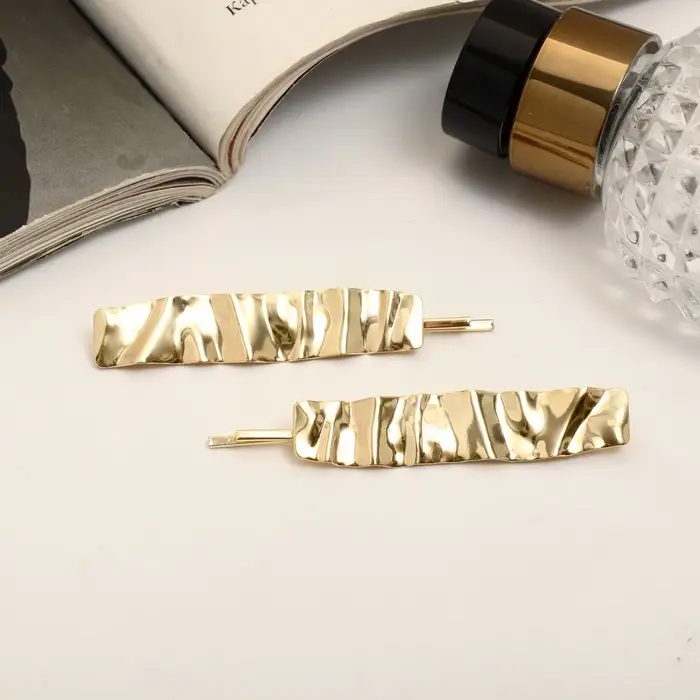 Невидимка для волос &laquo;Стиль&raquo;, набор 2 шт., прямой, 6 см, золото