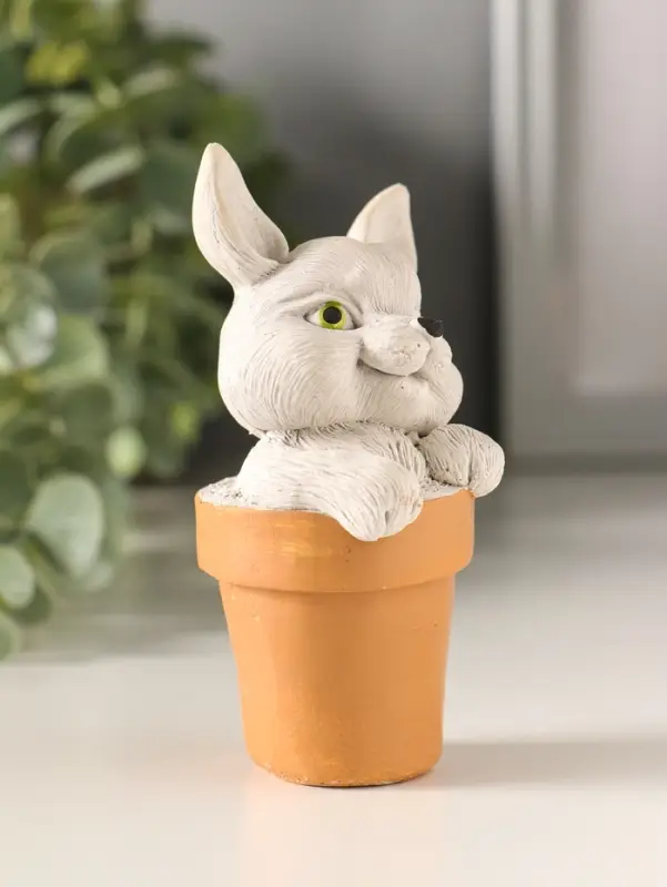 Статуэтка "Кролик в горшке" 9х5 см, цветной