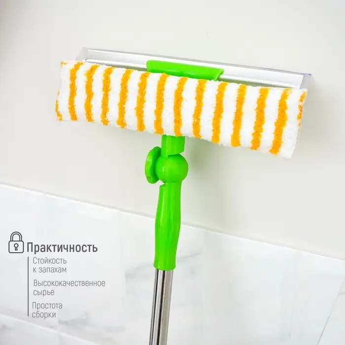 Окномойка с телескопической стальной ручкой и сгоном Доляна, 25×64(93) см, микрофибра Окномойка с телескопической стальной ручкой и сгоном Доляна, 25×64(93) см, микрофибра