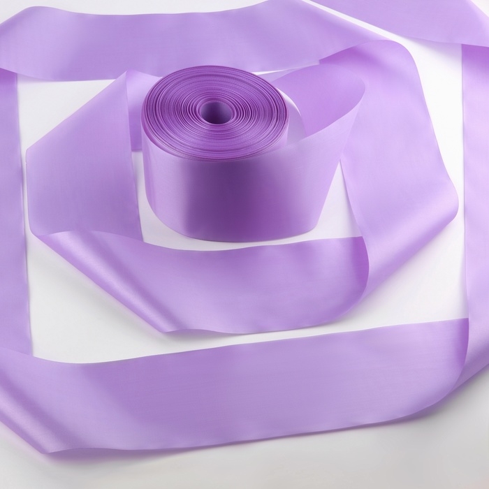 Лента атласная, 100 мм × 100 ± 5 м, цвет сиреневый Лента атласная, 100 мм × 100 ± 5 м, цвет сиреневый