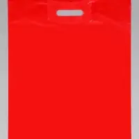 Пакет с вырубной усиленной ручкой ПВД, Красный, 40&times;50 см, 45 мкм