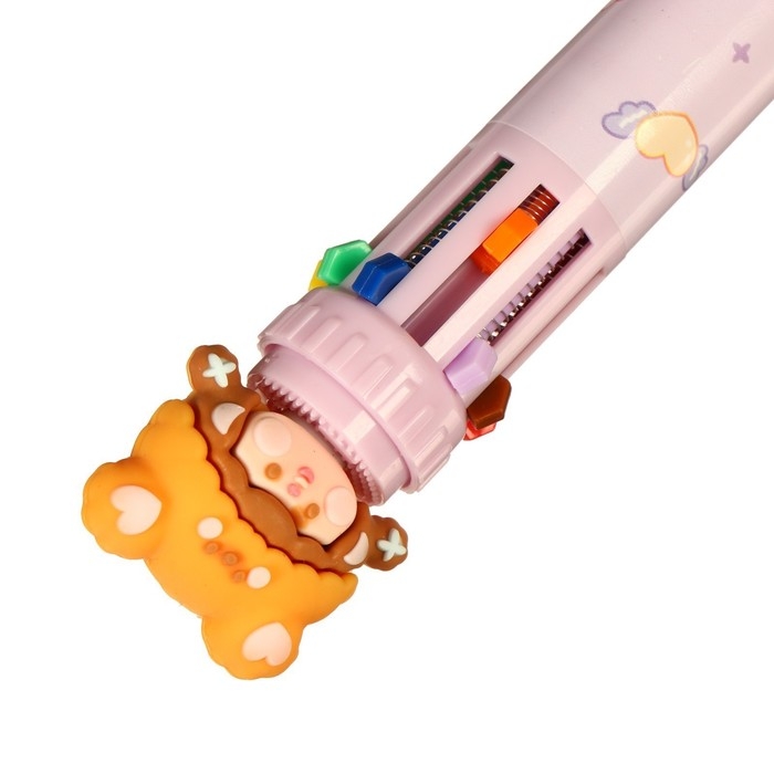 Ручка шариковая 10-цветная 0,5 мм Ручка шариковая 10-цветная 0,5 мм "Шапочка оранжевая" (штрихкод на штуке)