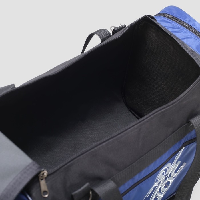 Сумка дорожная, 3 отдела на молниях, наружный карман, длинный ремень, цвет чёрный/синий Сумка дорожная, 3 отдела на молниях, наружный карман, длинный ремень, цвет чёрный/синий