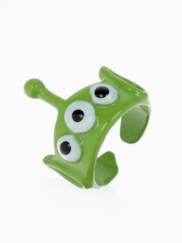 Кольцо &laquo;Монстрик&raquo;, с антенной, зелёное, безразмерное