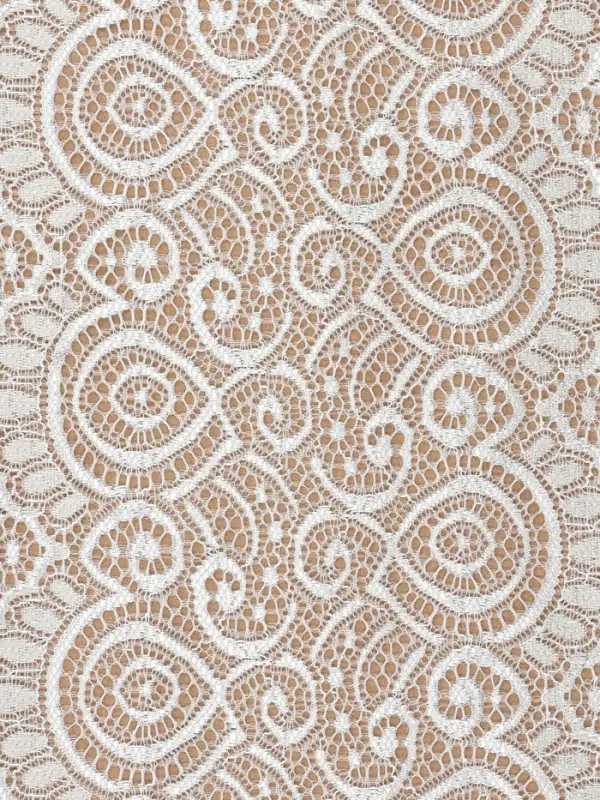 Кружевная эластичная ткань &laquo;Павлин&raquo;, 180 мм, 23&plusmn;1 м, белая