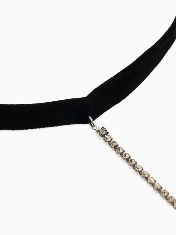 Бодичейн на бедро со стразами, белая в серебре