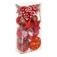 Ёлочные игрушки набор 12 шт. &laquo;Праздничный хоровод&raquo; (фигурки 5.5-9 см, шар d=3.5 см), красные