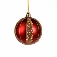 Ёлочные шары набор 9 шт. &laquo;Триумф&raquo; блеск полос, d=7 см, бордовые
