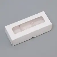 Коробка для 3 конфеты, с окном, белый 13&times;5&times;3.3 см