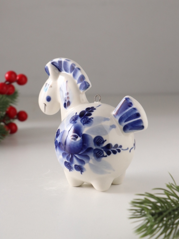 Ёлочный фарфоровый шар Ёлочный фарфоровый шар "Лошадь Русская" /авторская роспись/, 11 см
