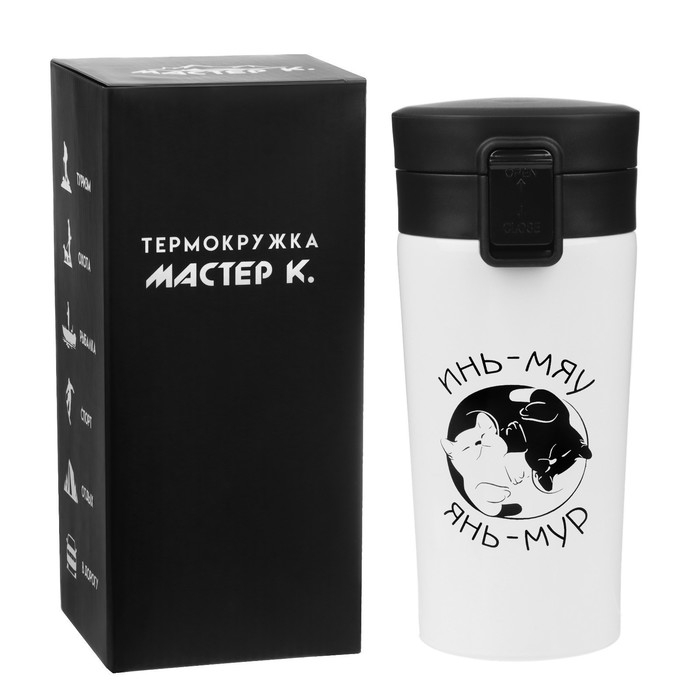 Термокружка, 380 мл, Style "Инь-Мяу", сохраняет тепло 8 ч, с ситечком