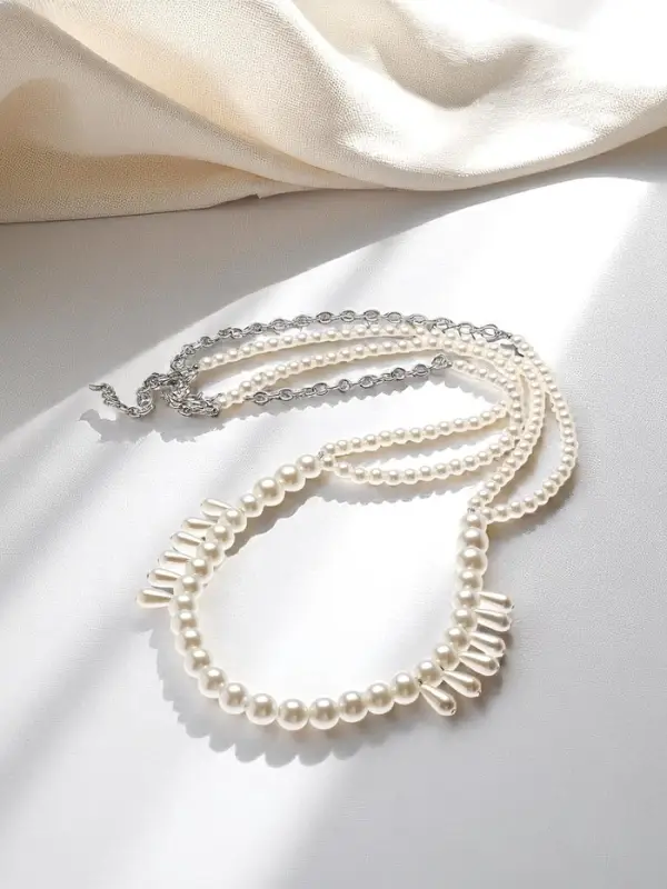 Бодичейн женская «Жемчуг» капли, белый в серебре Бодичейн женская «Жемчуг» капли, белый в серебре