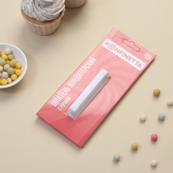 Шпатель кондитерский Доляна, 15×8×2,5 см, с ручкой, цвет белый