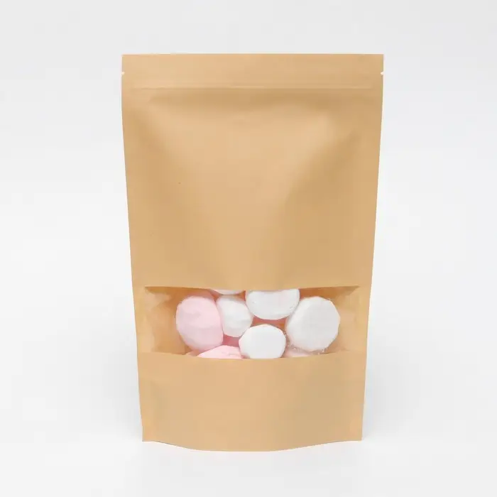 Пакет фасовочный, крафт, зип - лок, с окном, 20(4) х 30 см