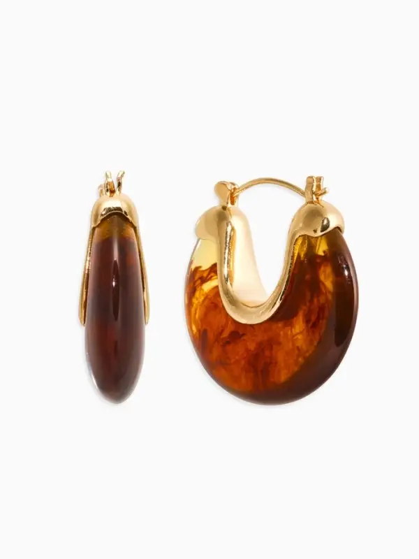 Серьги акрил "Стиль" подкова, цвет коричневый в золоте