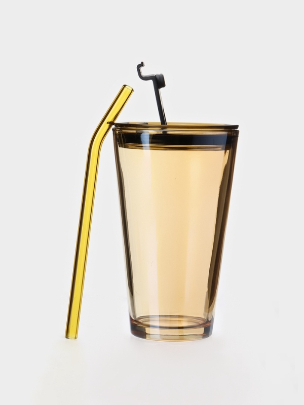 Стакан с трубочкой "Хеппи"  500 мл, 8,8х14,5 см