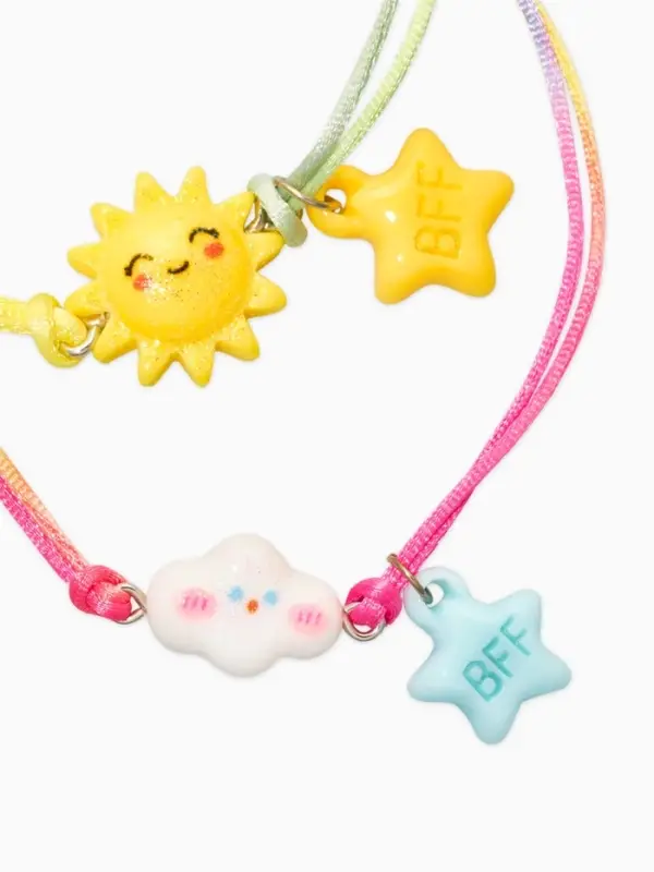 Браслеты детские парные "Выбражулька" неразлучники, солнце, облако, звезды, разноцветный