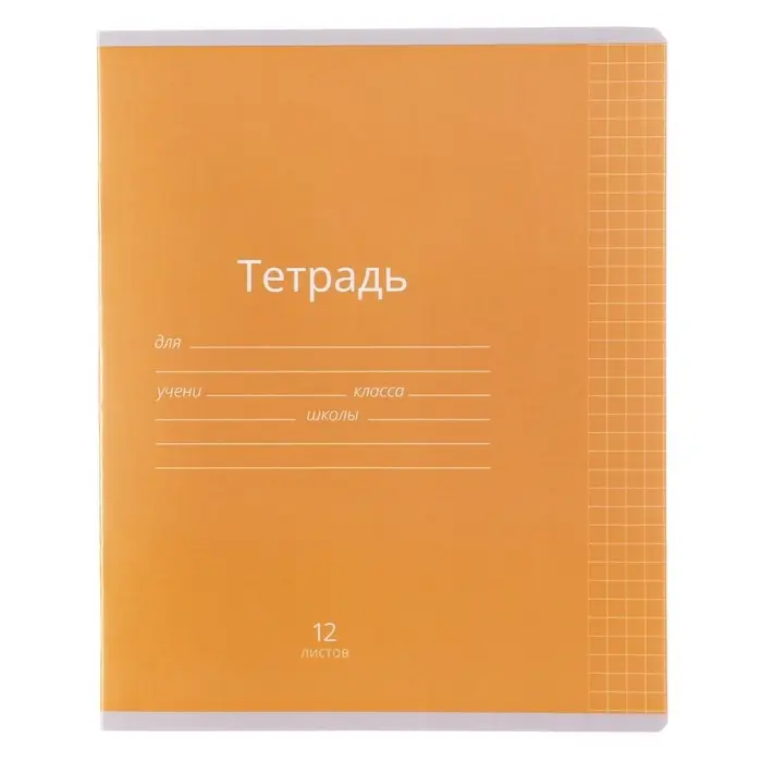 Тетрадь 12 листов в клетку Calligrata &laquo;Однотонная Классика яркая&raquo;, обложка мелованная бумага, ВД-лак, блок офсет, белизна 95%, МИКС