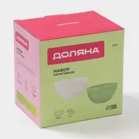 Салатники Доляна &laquo;Зефир&raquo;, 700 мл, d=15.5 см, набор 2 шт., керамика, белые, зелёные