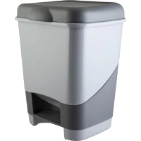 Контейнер для мусора пластик 20л прям сер с пед и крышк 325х1100х680мм_428