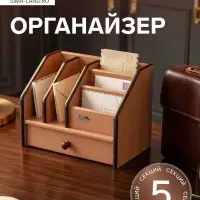 Органайзер 5 секций, с выдвижным ящиком, 21&times;15&times;13 см