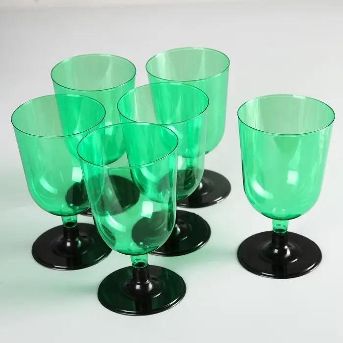 Бокал пластиковый одноразовый для вина «Кристалл», 200 мл, 6 шт/уп, цвет МИКС