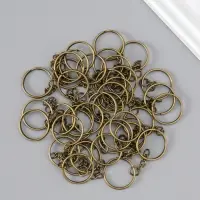 Основа для брелока кольцо металл с цепочкой бронза 2,5х2,5 см набор 40 шт