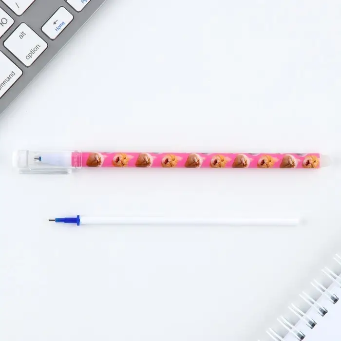 Ручка пиши стирай синяя паста 0,5 мм с колпачком &laquo;Котики&raquo;