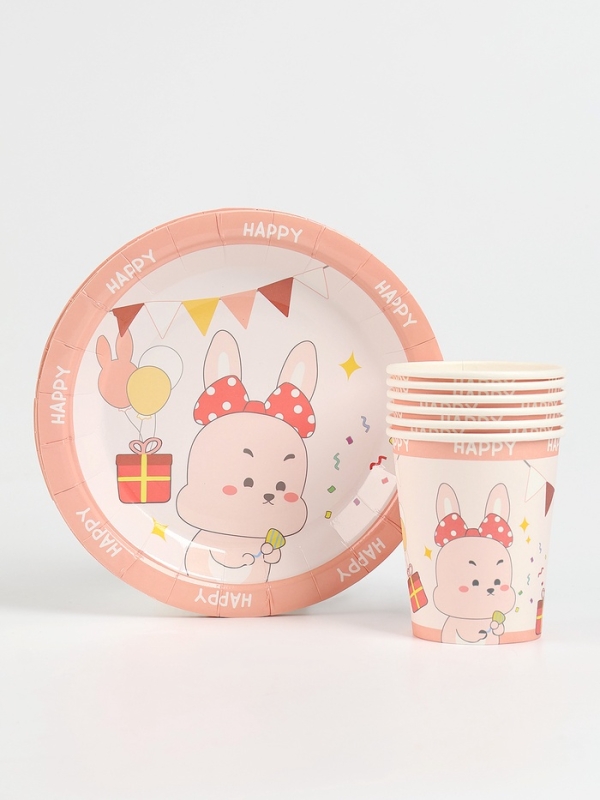 Набор бумажной посуды Набор бумажной посуды "Счастливый зайка", набор 12 шт.