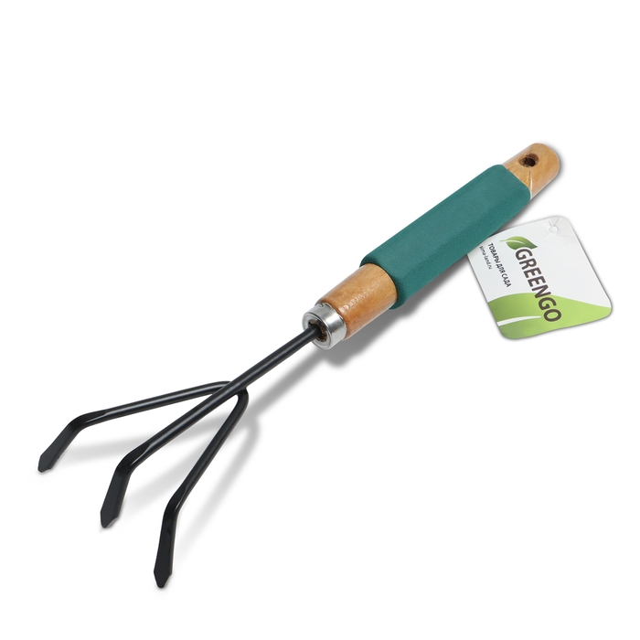 Рыхлитель Greengo, длина 30,5 см, 3 зубца, деревянная ручка с поролоном Рыхлитель Greengo, длина 30,5 см, 3 зубца, деревянная ручка с поролоном