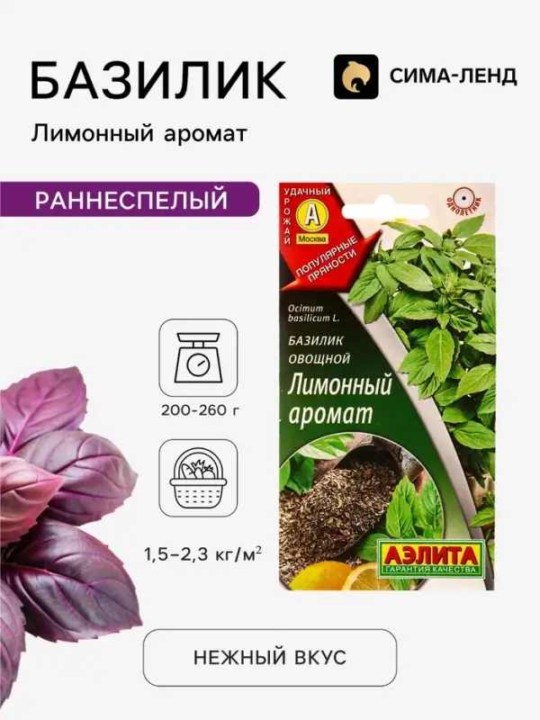 Семена Базилик овощной &laquo;Лимонный аромат&raquo;, 0.2 г, &laquo;Аэлита&raquo;