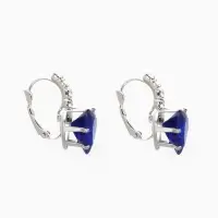 Серьги со стразами &laquo;Сердце&raquo;, мерцание, синие в серебре