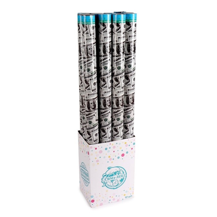 Пневмохлопушка &laquo;Доллар&raquo;, серпантин, бумага, доллары, 80 см