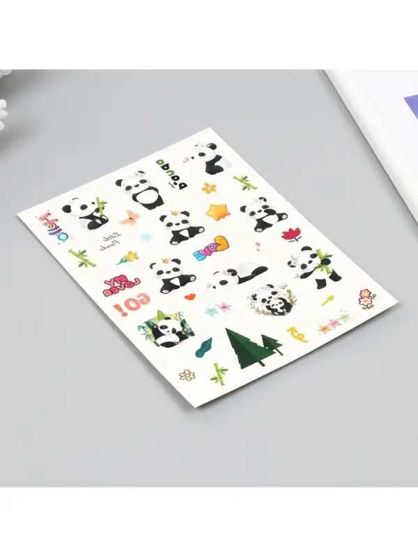 Переводные тату на тело цветные «Белые мишки. Панды», 24×14.5 см, МИКС