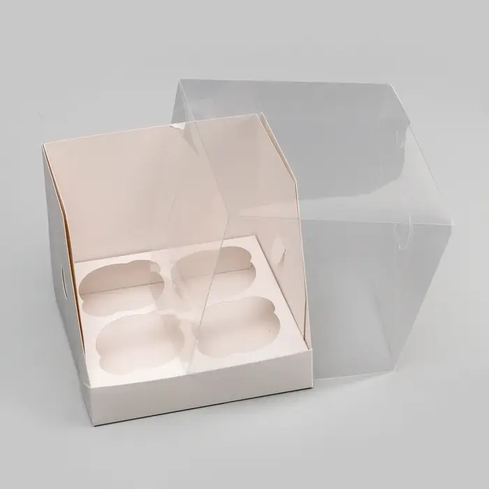 Коробка для 4 капкейков, белая 16&times;16&times;14 см