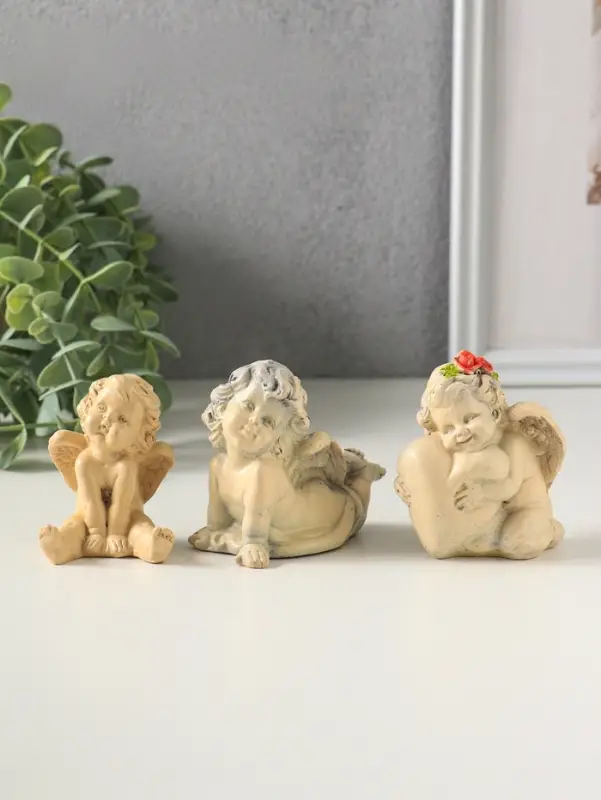 Набор фигурок 3 шт. &laquo;Милые ангелочки&raquo;, гипс, 6 см, слоновая кость