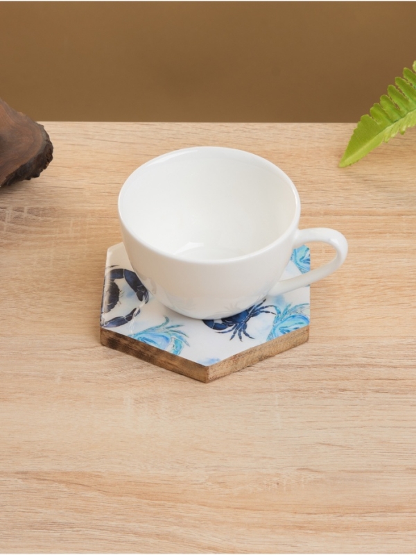 Подставка под горячее (набор 4 шт)  Подставка под горячее (набор 4 шт) "Крабы" дерево манго 15х13х5 см