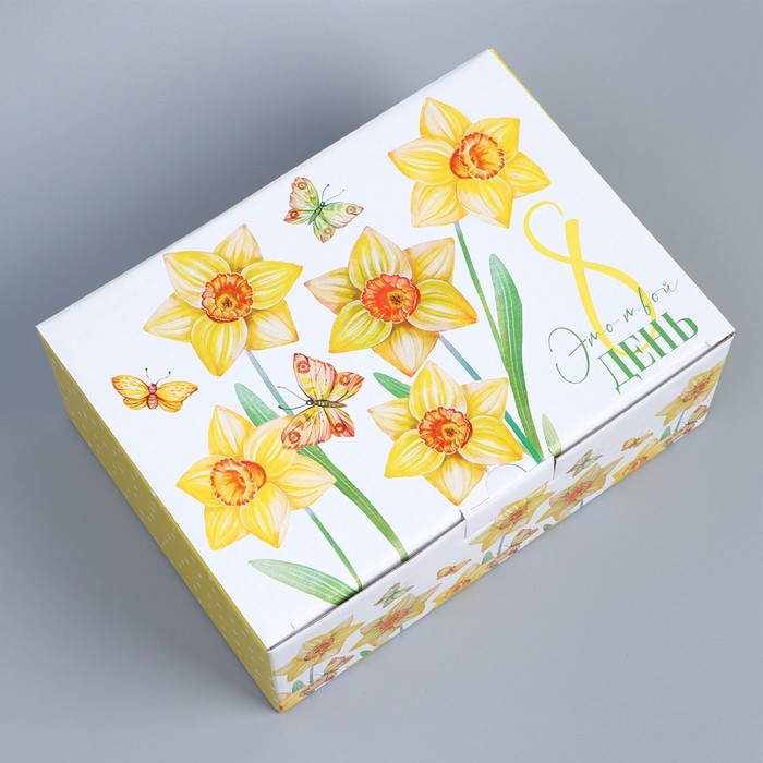 Коробка подарочная сборная, упаковка, «С 8 марта», 26 х 19 х 10 см Коробка подарочная сборная, упаковка, «С 8 марта», 26 х 19 х 10 см