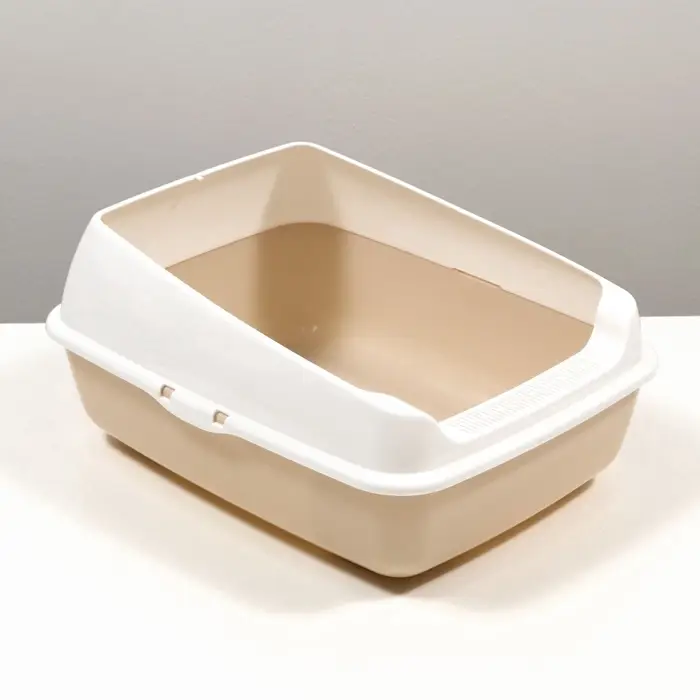 Лоток для кошек, 50.5&times;39&times;23 см, без сетки, пластик, бежевый