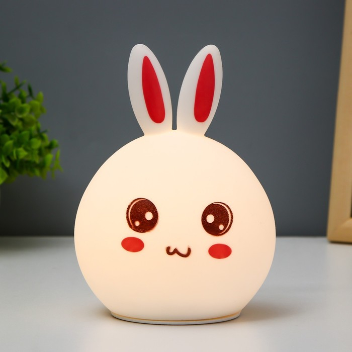 Ночник силикон  Ночник силикон "Антистресс Мякиш Зайчонок" 4хLED USB 16х11х10,5 см
