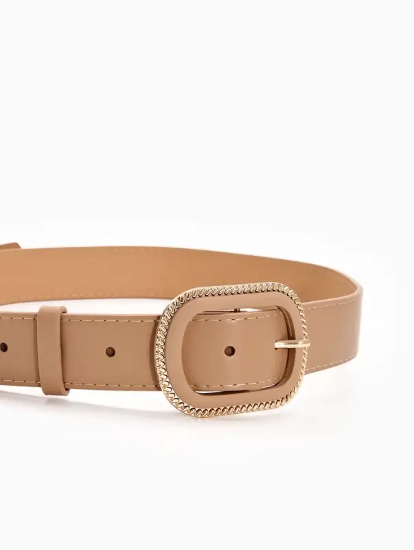 Ремень жен 05-01-07-01, Июнь2507, 3*0,3*110 см, без винта, пряж золото+пласт, 1 прокол, беж   109031