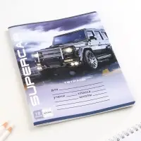 Тетрадь в клетку, 18 листов, А5, на скрепке, блок №1, Grey, МИКС