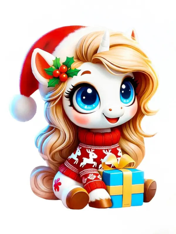 Плакат новогодний &laquo;С новым годом&raquo;, лошадка с подарком, 39.1&times;48 см