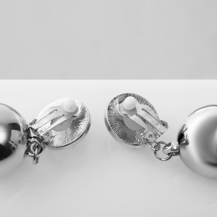 Клипсы с жемчугом «Бусина» с жемчужиной, цвет белый в серебре Клипсы с жемчугом «Бусина» с жемчужиной, цвет белый в серебре