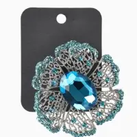 Брошь &laquo;Цветок&raquo; сапфир, стразы, цвет сний в серебре