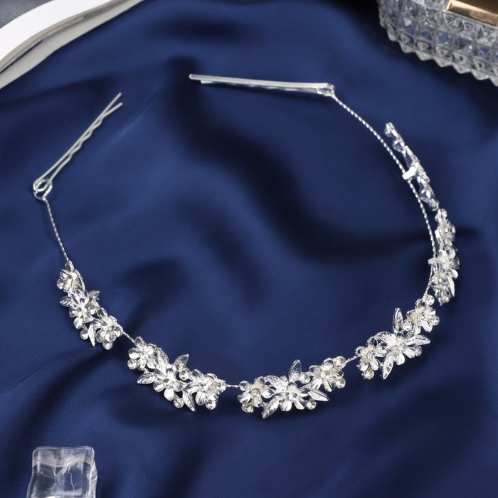 Аксессуар для волос  Аксессуар для волос "Джуди" лепестки галант, 26 см, серебро