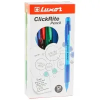 Карандаш механический 0.5 мм, HB, Luxor ClickRite, с ластиком, резиновый упор, микс