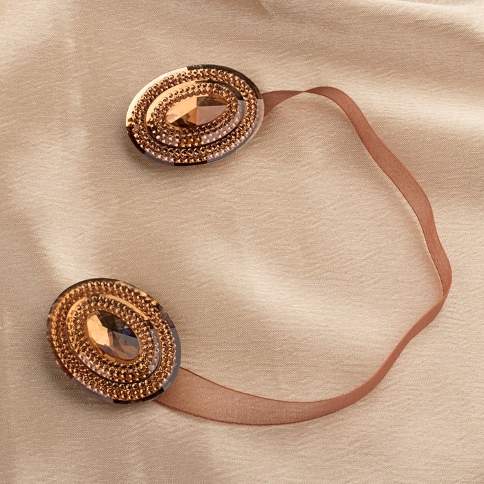 Подхват для штор «Блестящий овал», 4 × 5 см, цвет коричневый Подхват для штор «Блестящий овал», 4 × 5 см, цвет коричневый