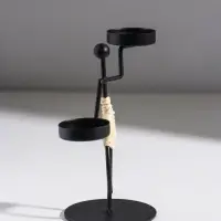 Подсвечник металл на 2 свечи "Аборигенка танцующая" d=4 см 10,5х8х16 см