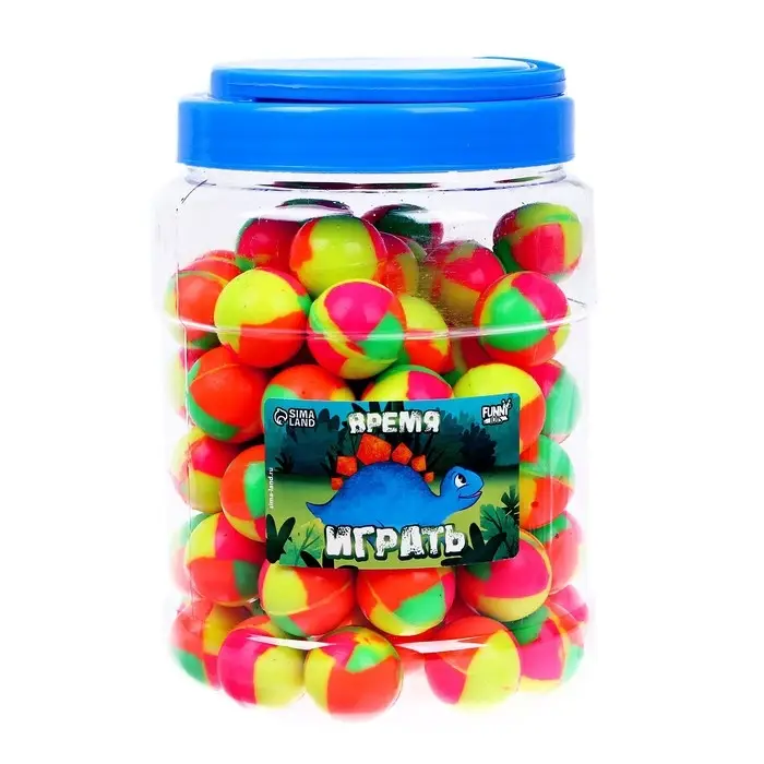 Мяч каучуковый, попрыгунчик &laquo;Время играть&raquo;, в банке, 80 шт